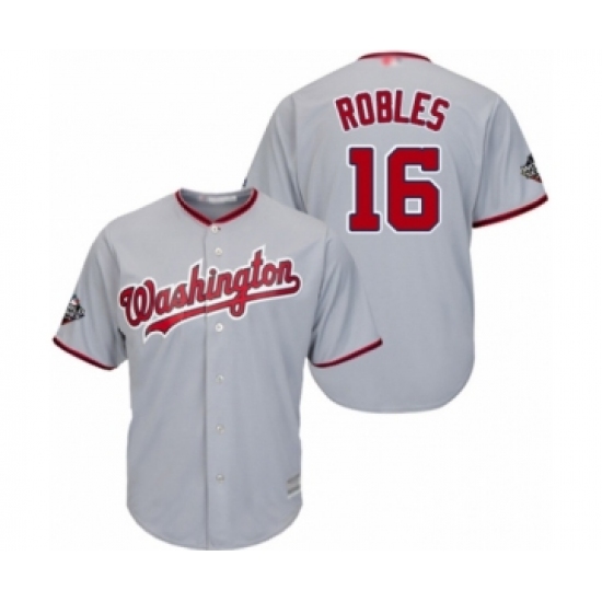 Youth Washington Nationals 16 Victor Robles Authentic Grey Road Cool Base 2019 World Series Bound Baseball Jersey