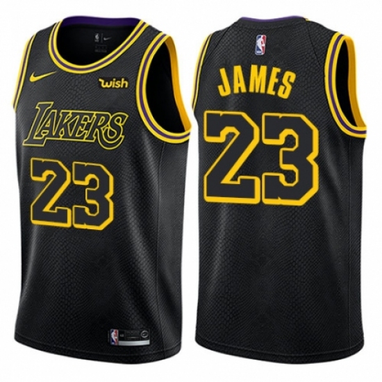 Youth Nike Los Angeles Lakers 23 LeBron James Swingman Black NBA Jersey - City Edition