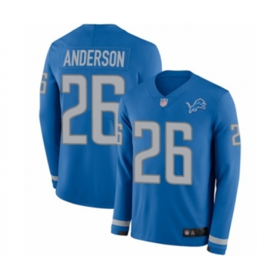 Men's Detroit Lions 26 C.J. Anderson Limited Blue Therma Long Sleeve Football Jersey