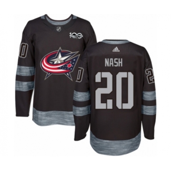 Men's Adidas Columbus Blue Jackets 20 Riley Nash Authentic Black 1917-2017 100th Anniversary NHL Jersey