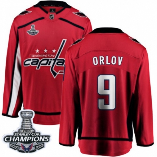 Youth Washington Capitals 9 Dmitry Orlov Fanatics Branded Red Home Breakaway 2018 Stanley Cup Final Champions NHL Jersey