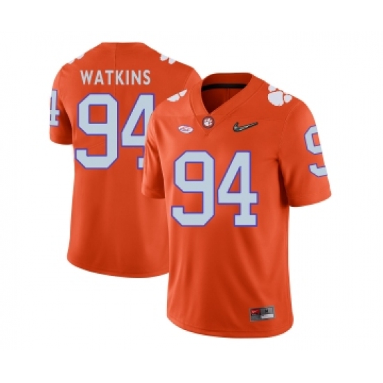 Clemson Tigers 94 Carlos Watkins Orange With Diamond Logo College Football Jersey