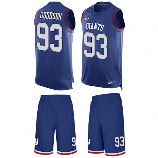 Men's Nike New York Giants 93 B.J. Goodson Limited Royal Blue Tank Top Suit NFL Jersey