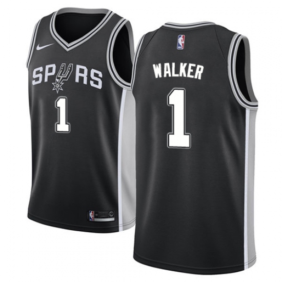 Women's Nike San Antonio Spurs 1 Lonnie Walker Swingman Black NBA Jersey - Icon Edition