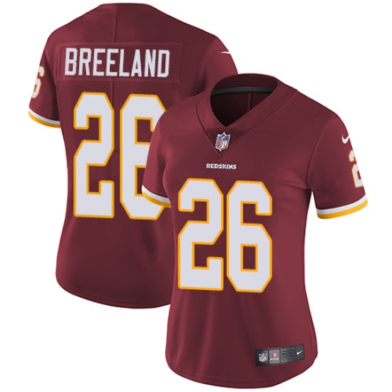 Women's Nike Washington Redskins 26 Bashaud Breeland Elite Burgundy Red Team Color NFL Jersey