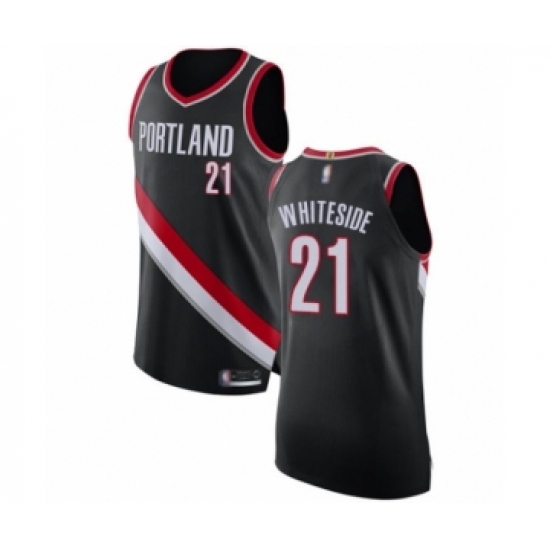 Men's Portland Trail Blazers 21 Hassan Whiteside Authentic Black Basketball Jersey - Icon Edition