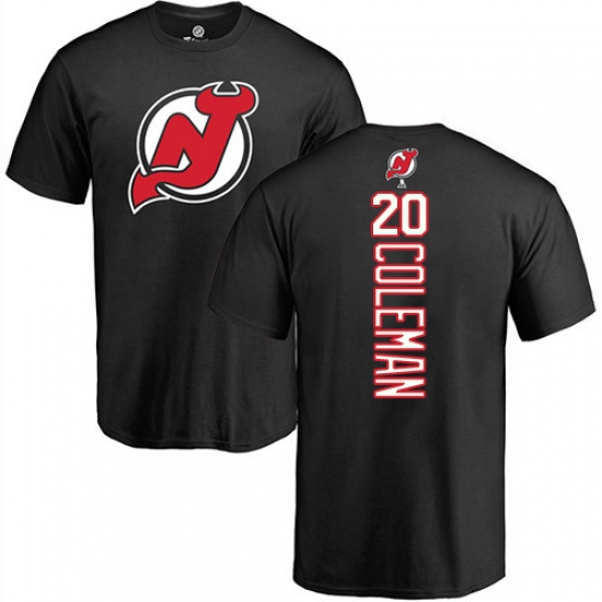 NHL Adidas New Jersey Devils 20 Blake Coleman Black Backer T-Shirt