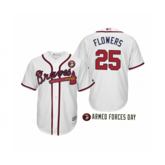 Youth 2019 Armed Forces Day Tyler Flowers 25 Atlanta Braves White Jersey