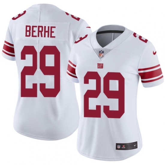 Women's Nike New York Giants 29 Nat Berhe Elite White NFL Jersey