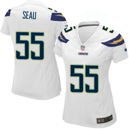 Women's Nike Los Angeles Chargers 55 Junior Seau Game White NFL Jersey
