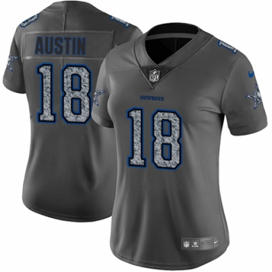 Women's Nike Dallas Cowboys 18 Tavon Austin Gray Static Vapor Untouchable Limited NFL Jersey