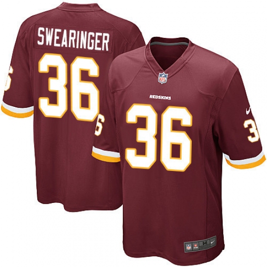 Men's Nike Washington Redskins 36 D.J. Swearinger Game Burgundy Red Team Color NFL Jersey