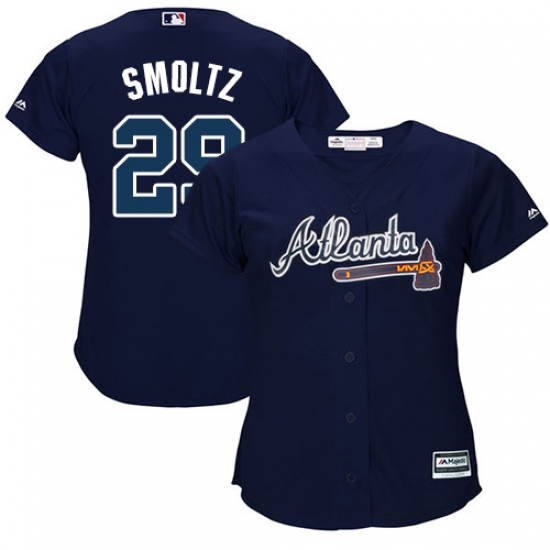 Women's Majestic Atlanta Braves 29 John Smoltz Authentic Blue Alternate Road Cool Base MLB Jersey