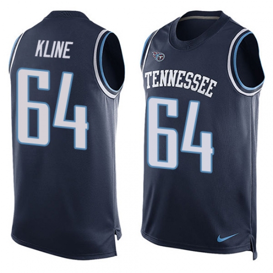 Men's Nike Tennessee Titans 64 Josh Kline Limited Navy Blue Player Name & Number Tank Top NFL Jersey