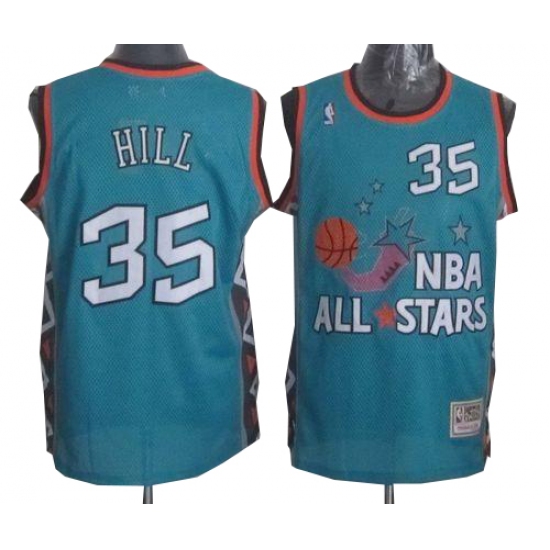 Men's Mitchell and Ness Detroit Pistons 35 Grant Hill Swingman Light Blue 1996 All Star Throwback NBA Jersey