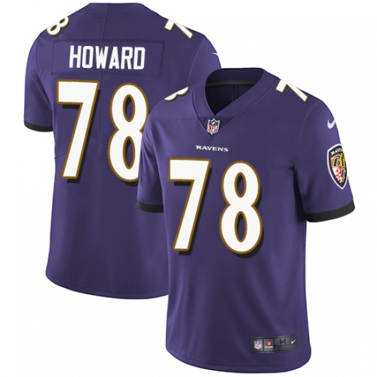 Youth Nike Baltimore Ravens 78 Austin Howard Purple Team Color Vapor Untouchable Limited Player NFL Jersey