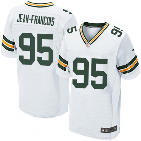 Men's Nike Green Bay Packers 95 Ricky Jean-Francois Elite White NFL Jersey