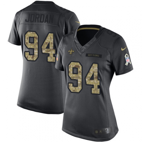 Women's Nike New Orleans Saints 94 Cameron Jordan Limited Black 2016 Salute to Service NFL Jersey