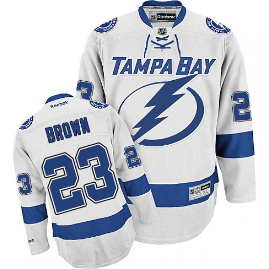 Men's Reebok Tampa Bay Lightning 23 J.T. Brown Authentic White Away NHL Jersey