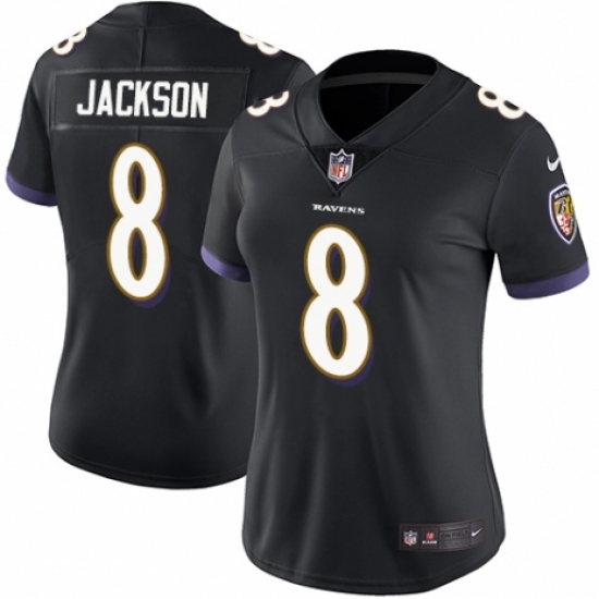 Women's Nike Baltimore Ravens 8 Lamar Jackson Black Alternate Vapor Untouchable Limited Player NFL Jersey