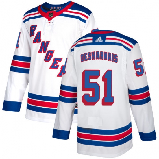 Men's Adidas New York Rangers 51 David Desharnais Authentic White Away NHL Jersey