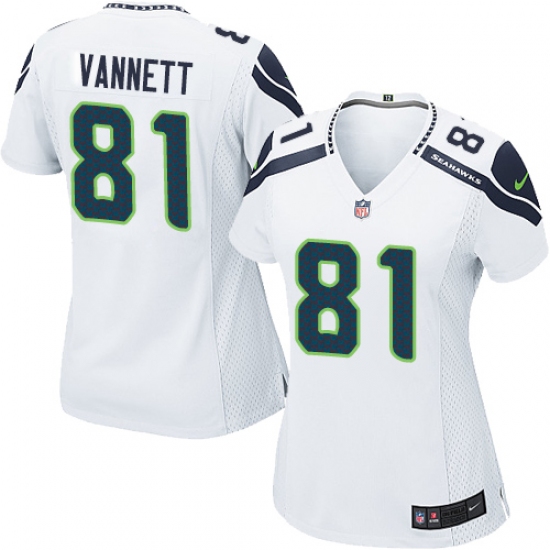 Women's Nike Seattle Seahawks 81 Nick Vannett Game White NFL Jersey
