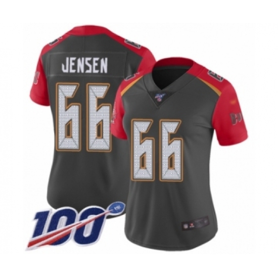 Women's Tampa Bay Buccaneers 66 Ryan Jensen Limited Gray Inverted Legend 100th Season Football Jersey