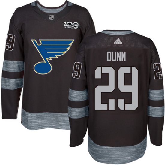 Men's Adidas St. Louis Blues 29 Vince Dunn Authentic Black 1917-2017 100th Anniversary NHL Jersey