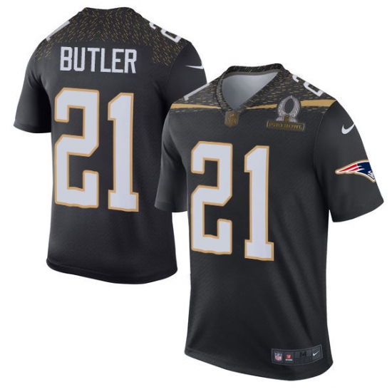 Men's Nike New England Patriots 21 Malcolm Butler Elite Black Team Irvin 2016 Pro Bowl NFL Jersey