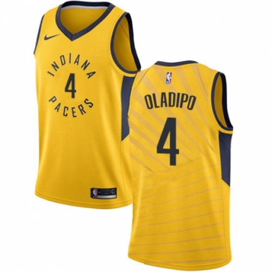 Women's Nike Indiana Pacers 4 Victor Oladipo Swingman Gold NBA Jersey Statement Edition