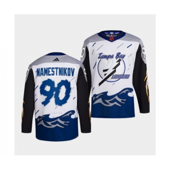 Men's Tampa Bay Lightning 90 Vladislav Namestnikov White 2022 Reverse Retro Stitched Jersey