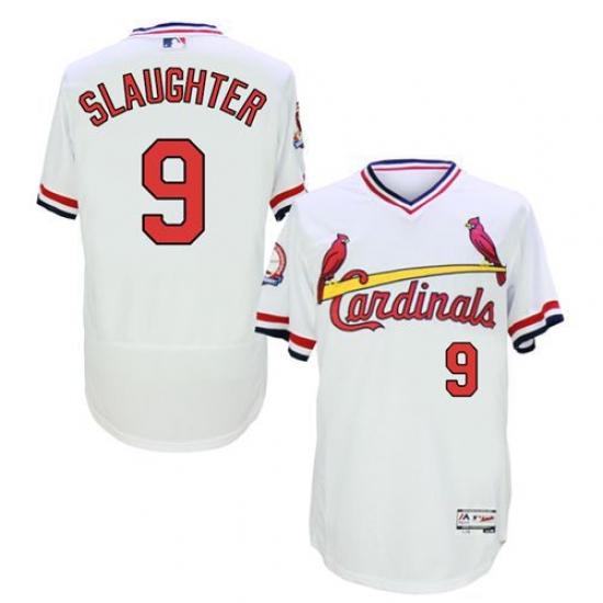 Men's Majestic St. Louis Cardinals 9 Enos Slaughter White Flexbase Authentic Collection Cooperstown MLB Jersey