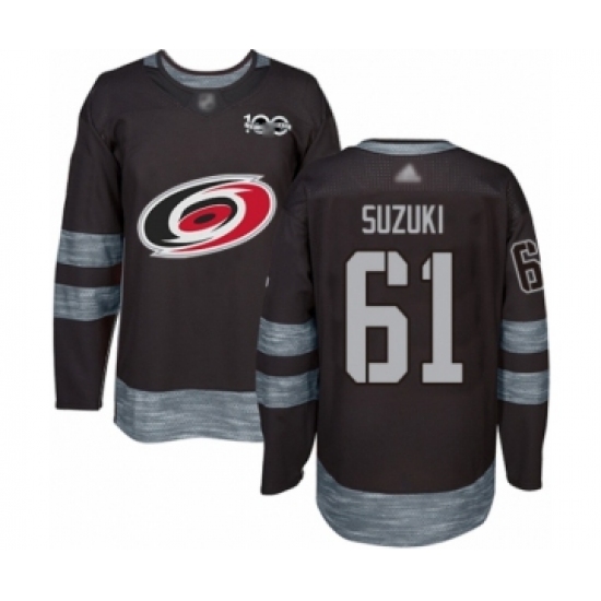 Men's Carolina Hurricanes 61 Ryan Suzuki Authentic Black 1917-2017 100th Anniversary Hockey Jersey