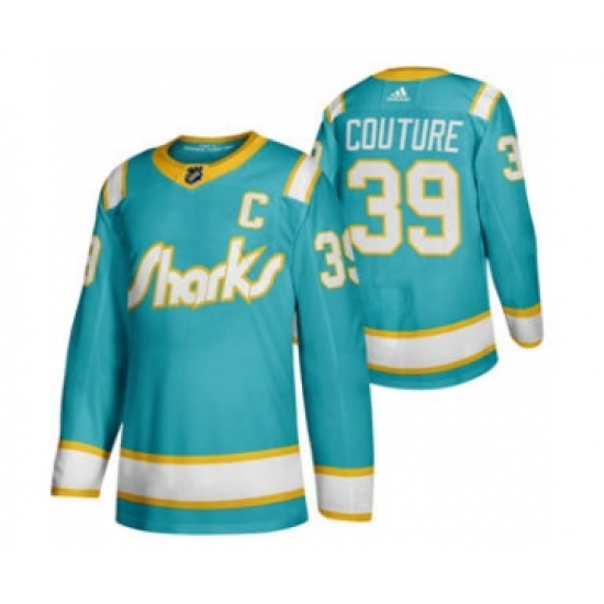 Men's San Jose Sharks 39 Logan Couture 2020 Throwback Authentic Player Hockey Jersey