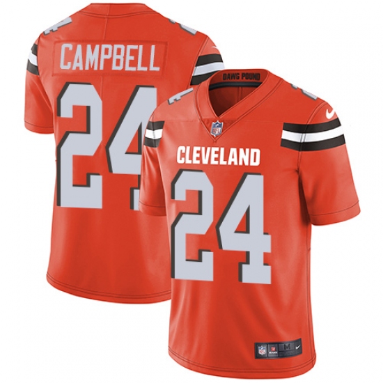 Youth Nike Cleveland Browns 24 Ibraheim Campbell Orange Alternate Vapor Untouchable Limited Player NFL Jersey