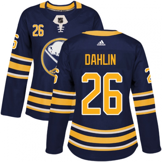 Women's Adidas Buffalo Sabres 26 Rasmus Dahlin Authentic Navy Blue Home NHL Jersey