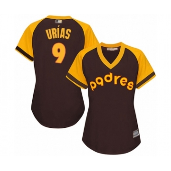 Women's San Diego Padres 9 Luis Urias Authentic Brown Alternate Cooperstown Cool Base Baseball Player Jersey