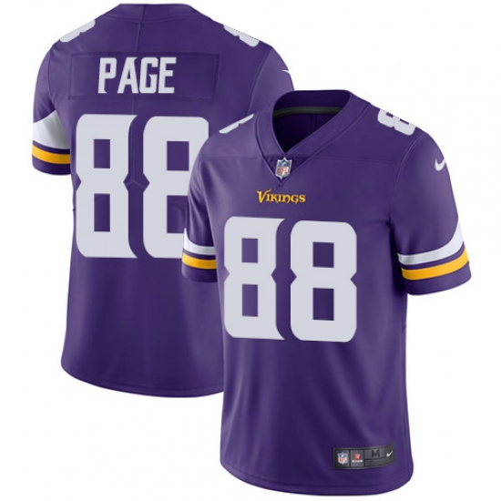 Youth Nike Minnesota Vikings 88 Alan Page Purple Team Color Vapor Untouchable Limited Player NFL Jersey