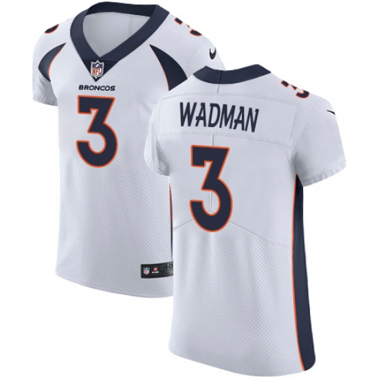 Men's Nike Denver Broncos 3 Colby Wadman White Vapor Untouchable Elite Player NFL Jersey