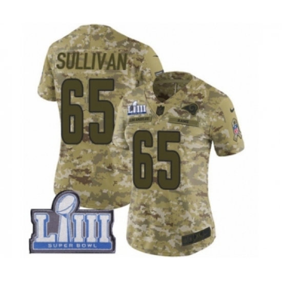 Women's Nike Los Angeles Rams 65 John Sullivan Limited Camo 2018 Salute to Service Super Bowl LIII Bound NFL Jersey