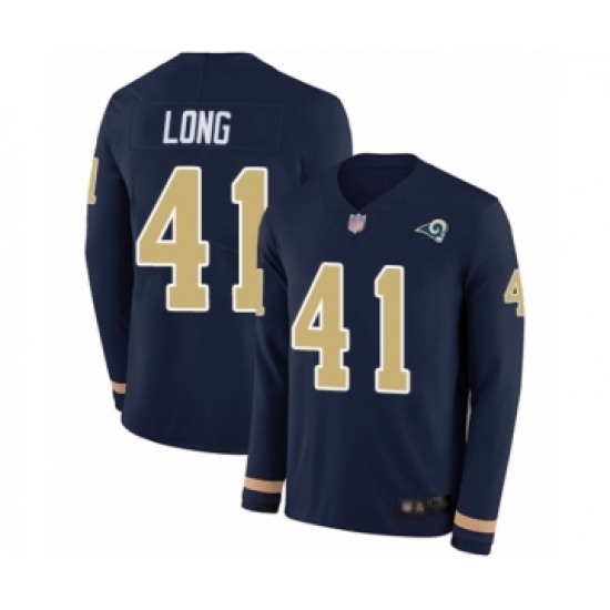 Men's Los Angeles Rams 41 David Long Limited Navy Blue Therma Long Sleeve Football Jersey