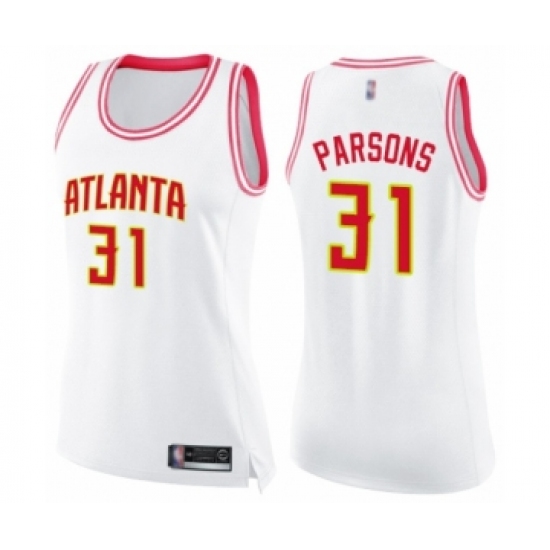 Women's Atlanta Hawks 31 Chandler Parsons Swingman White Pink Fashion Basketball Jersey