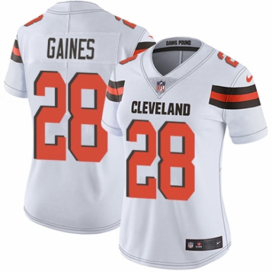 Women's Nike Cleveland Browns 28 E.J. Gaines White Vapor Untouchable Limited Player NFL Jersey