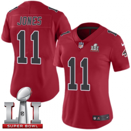 Women's Nike Atlanta Falcons 11 Julio Jones Limited Red Rush Super Bowl LI 51 NFL Jersey