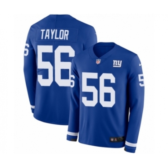 Men's Nike New York Giants 56 Lawrence Taylor Limited Royal Blue Therma Long Sleeve NFL Jersey