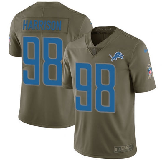 Youth Nike Detroit Lions 98 Damon Harrison Limited Olive 2017 Salute to Service NFL Jersey