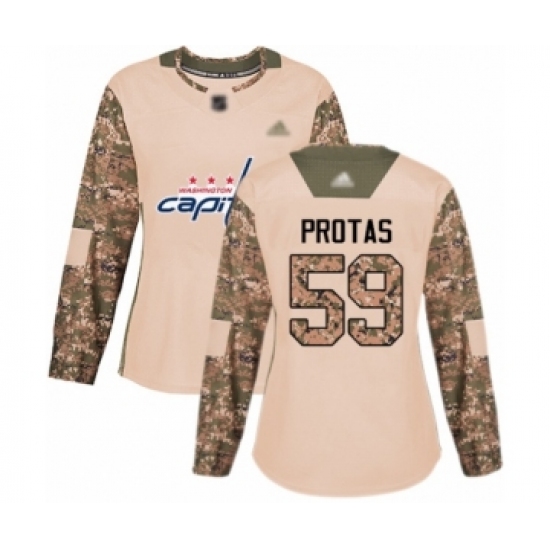 Women's Washington Capitals 59 Aliaksei Protas Authentic Camo Veterans Day Practice Hockey Jersey