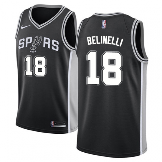 Women's Nike San Antonio Spurs 18 Marco Belinelli Swingman Black NBA Jersey - Icon Edition