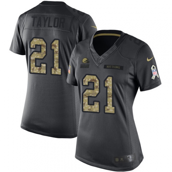 Women's Nike Cleveland Browns 21 Jamar Taylor Limited Black 2016 Salute to Service NFL Jersey
