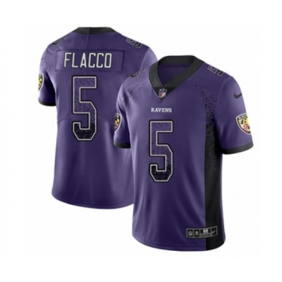 Youth Nike Baltimore Ravens 5 Joe Flacco Limited Purple Rush Drift Fashion NFL Jersey